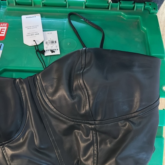 Express faux leather bustier bralette black sexy L - Picture 2 of 3
